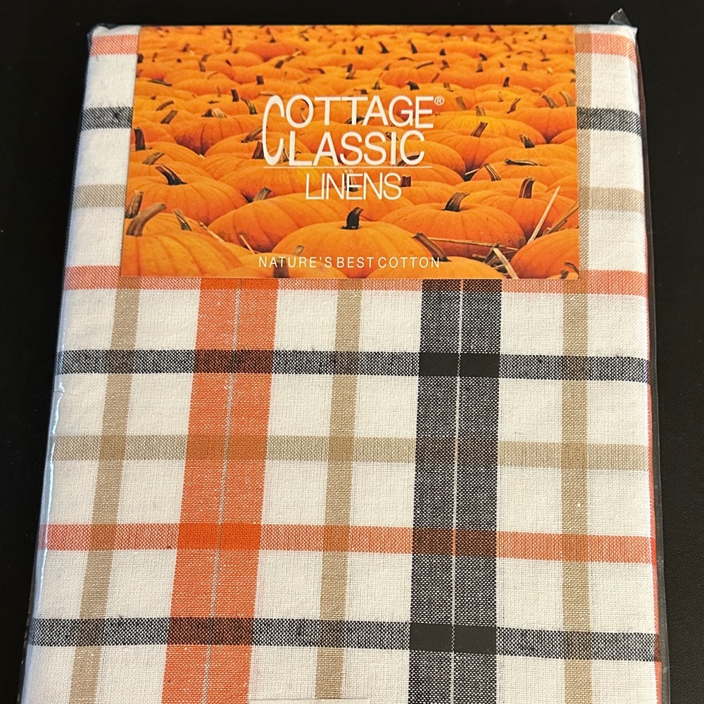 Cottage classic linens tablecloth. New. Never opened. Orange/brown. Fall color